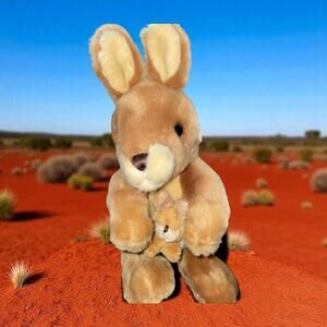 Korimco Kangaroo & Baby Joey Plush Stuffed Animal 12" Australian Wildlife Toy